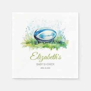 Elegante Watercolor Rugby Baby Shower Serviette