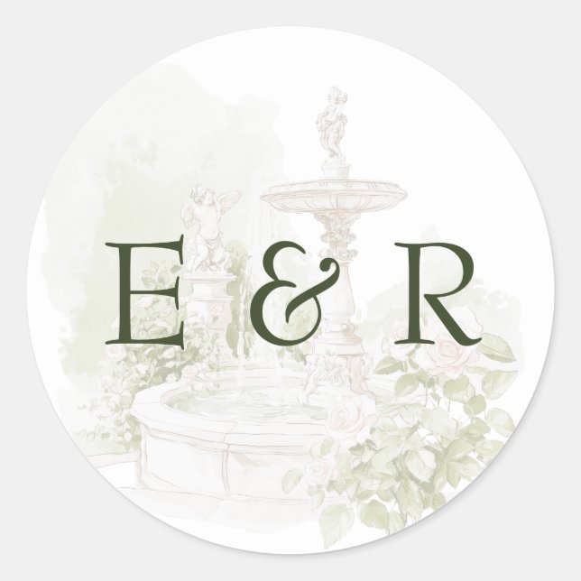 Elegante Watercolor Runder Aufkleber (Vorderseite)