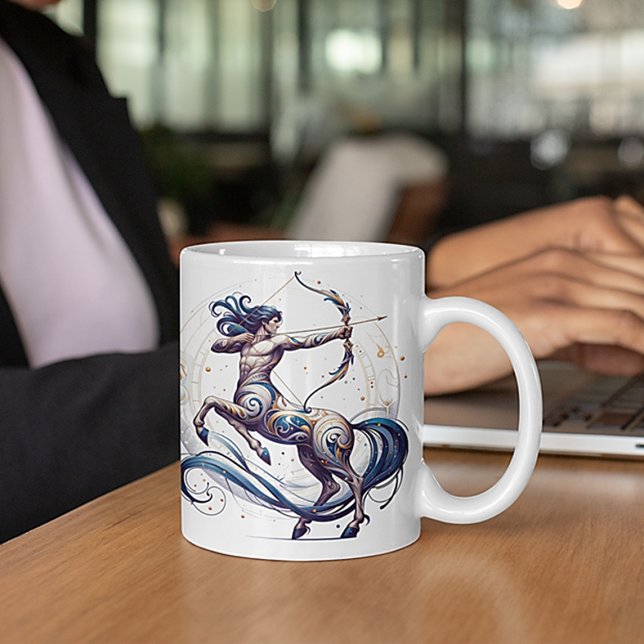 Elegante Watercolor Sagittarius Zodiac Custom Tass Kaffeetasse (Von Creator hochgeladen)