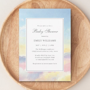 Elegante Watercolor Sky and Clouds Baby Shower Einladung