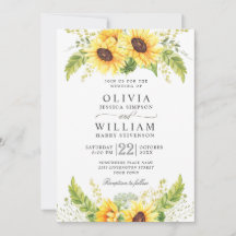 Elegante Watercolor Sonnenblumen Eukalyptus Weddin