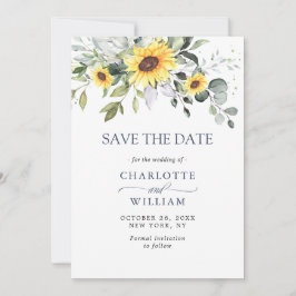 Elegante Watercolor Sonnenblumen Eukalyptus Weddin Save The Date
