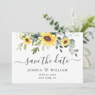 Elegante Watercolor Sonnenblumen Eukalyptus Weddin Save The Date