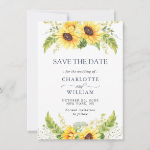 Elegante Watercolor Sonnenblumen Eukalyptus Weddin Save The Date