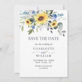 Elegante Watercolor Sonnenblumen Eukalyptus Weddin Save The Date