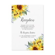 Elegante Watercolor Sonnenblumen Hochzeitsempfang