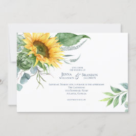 Elegante Watercolor Sonnenblumenhochzeit Einladung