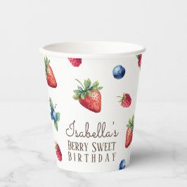 Elegante Watercolor Strawberry Berry Sweet Geburts Pappbecher