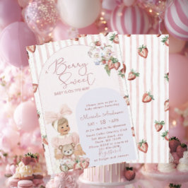 Elegante Watercolor Strawberry Girl Baby Shower Einladung