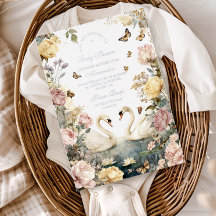 Elegante Watercolor Swans Baby Shower