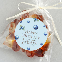 Elegante Watercolor Sweet Blue Berry Happy Birthda Runder Aufkleber