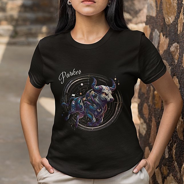 Elegante Watercolor Taurus Zodiac Custom T-Shirt (Von Creator hochgeladen)