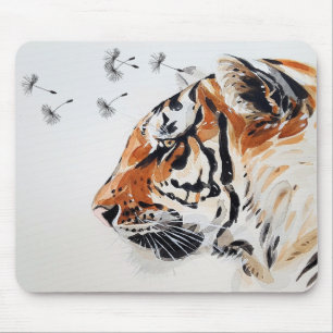 Elegante Watercolor Tiger Art Mousepad