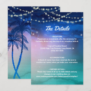 Elegante Watercolor Tropical Beach Hochzeit Begleitkarte