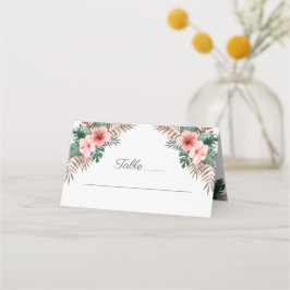 Elegante Watercolor Tropical Floral Wedding Platzkarte