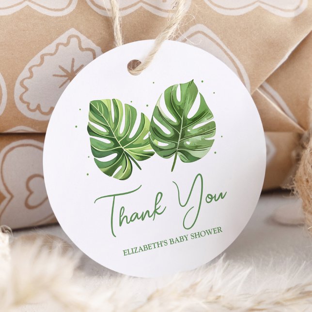 Elegante Watercolor Tropical Palm Baby Dusche Geschenkanhänger (Von Creator hochgeladen)