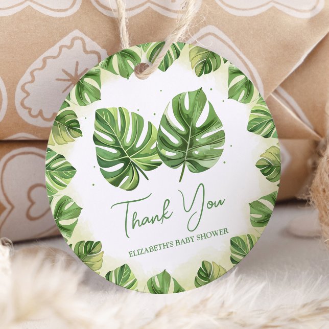 Elegante Watercolor Tropical Palm Baby Dusche Geschenkanhänger (Von Creator hochgeladen)