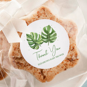 Elegante Watercolor Tropical Palm Baby Dusche Runder Aufkleber