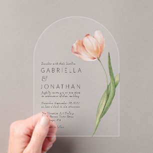 Elegante Watercolor Tulip Wedding Acryleinladungen
