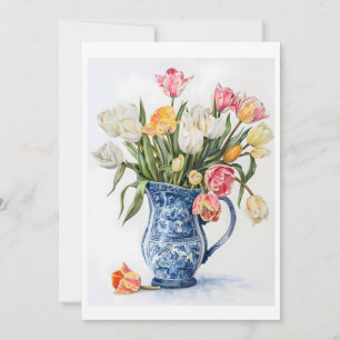 Elegante Watercolor Tulips in der Delft Vase