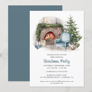 Elegante Watercolor Weihnachten Party Einladung