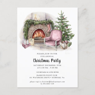 Elegante Watercolor Weihnachten Party Einladung Postkarte