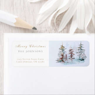 Elegante Watercolor Weihnachten Pine Rücksendeadre