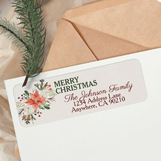 Elegante Watercolor Weihnachten Rücksendeadresse