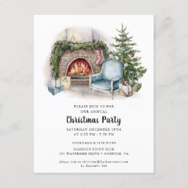 Elegante Watercolor Weihnachts-Party Einladung Pos Postkarte