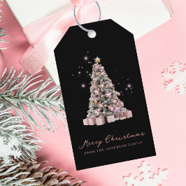 Elegante Watercolor Weihnachtsbaum Geschenkanhänger