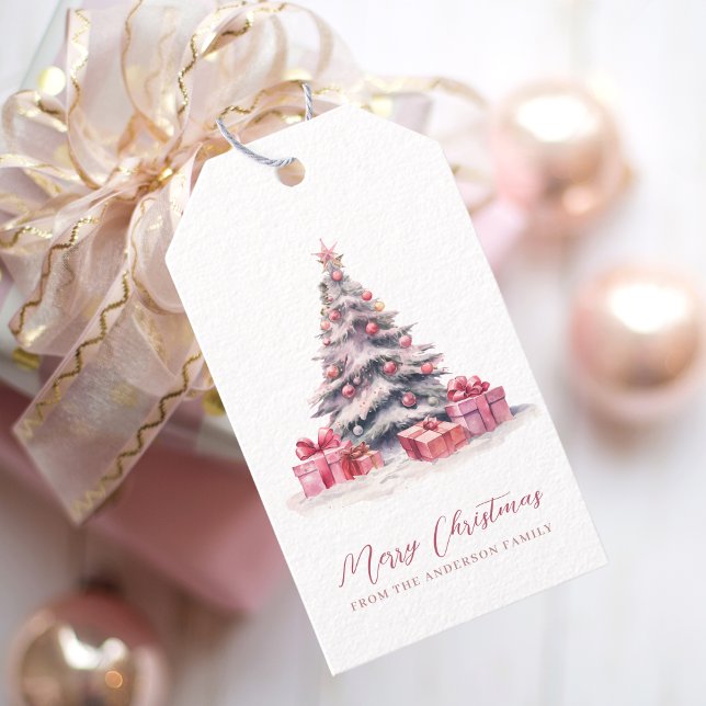 Elegante Watercolor Weihnachtsbaum Geschenkanhänger (Von Creator hochgeladen)
