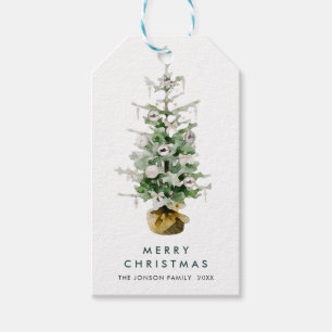 Elegante Watercolor Weihnachtsbaum Weinkultur und  Geschenkanhänger
