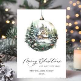 Elegante Watercolor Weihnachtsfeiertage Gruß Feiertagskarte