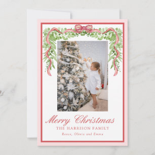 Elegante Watercolor Weihnachtsfotokarte Einladung