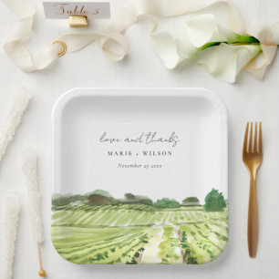 Elegante Watercolor Weinkeller Weinkultur und Erde Pappteller
