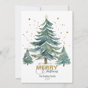 Elegante Watercolor Whimsical Christmas Tree Card Feiertagskarte
