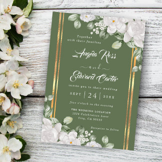 Elegante Watercolor White Florals Wedding Save The Date