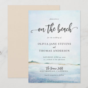 Elegante Watercolor Wild Ocean Beach Aqua Hochzeit Einladung