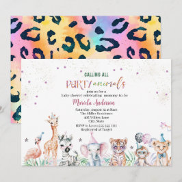 Elegante Watercolor Wild Safari Animals Baby Showe Einladung