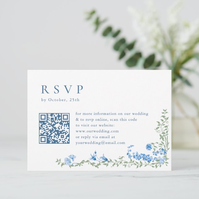 Elegante Watercolor Wildblume Boho Floral Wedding RSVP Karte (Stehend Vorderseite)