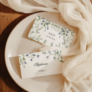 Elegante Watercolor Wildblume Hochzeit Platzkarte