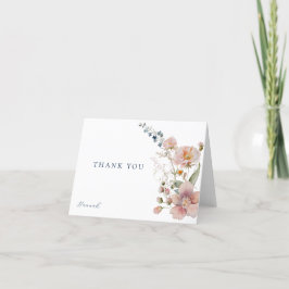 Elegante Watercolor Wildblumen Vielen Dank Dankeskarte