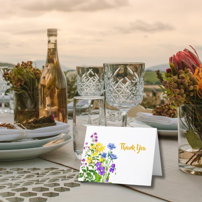 Elegante Watercolor Wildblumen Vielen Dank Dankeskarte (Von Creator hochgeladen)