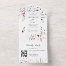 Elegante Watercolor Wilde Blume Blumenzehen All In One Einladung
