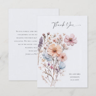Elegante Watercolor Wilde Blume Blumenzehen Dankeskarte