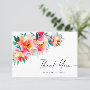 Elegante Watercolor Wilde Blume Blumenzehen Dankeskarte