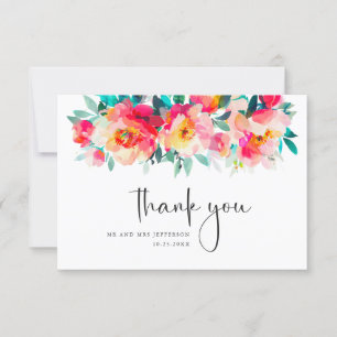 Elegante Watercolor Wilde Blume Blumenzehen Dankeskarte