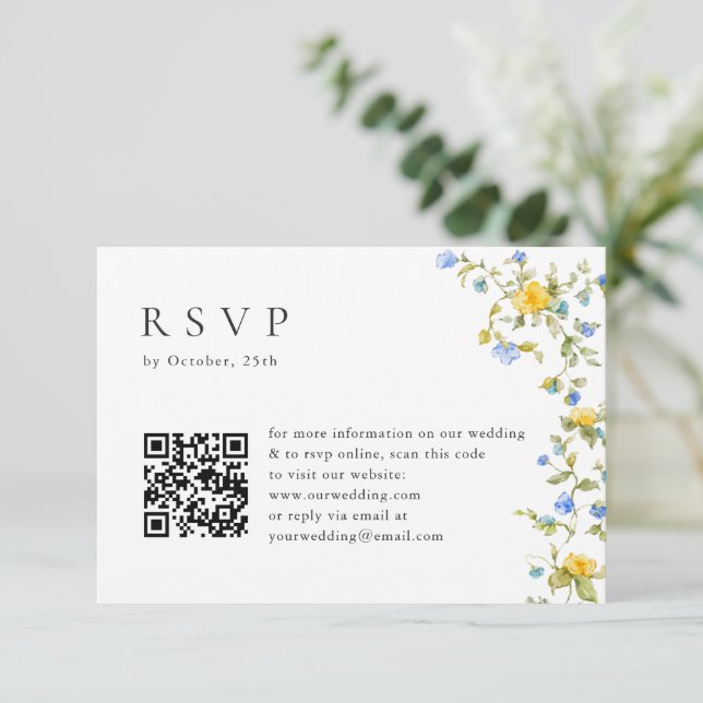 Elegante Watercolor Wilde Blume Blumenzehen RSVP Karte (Stehend Vorderseite)