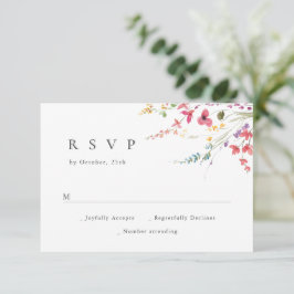 Elegante Watercolor Wilde Blume Blumenzehen RSVP Karte