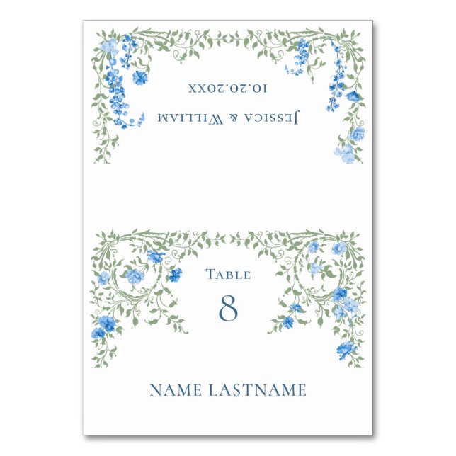 Elegante Watercolor Wilde Blume Blumenzehen Tischnummer (Vorderseite)